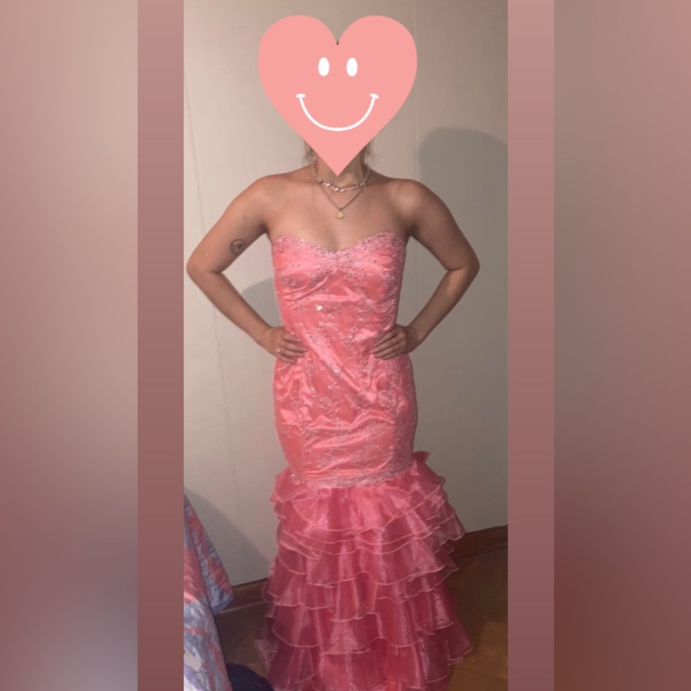 Elegant Pink Ruffled Gown